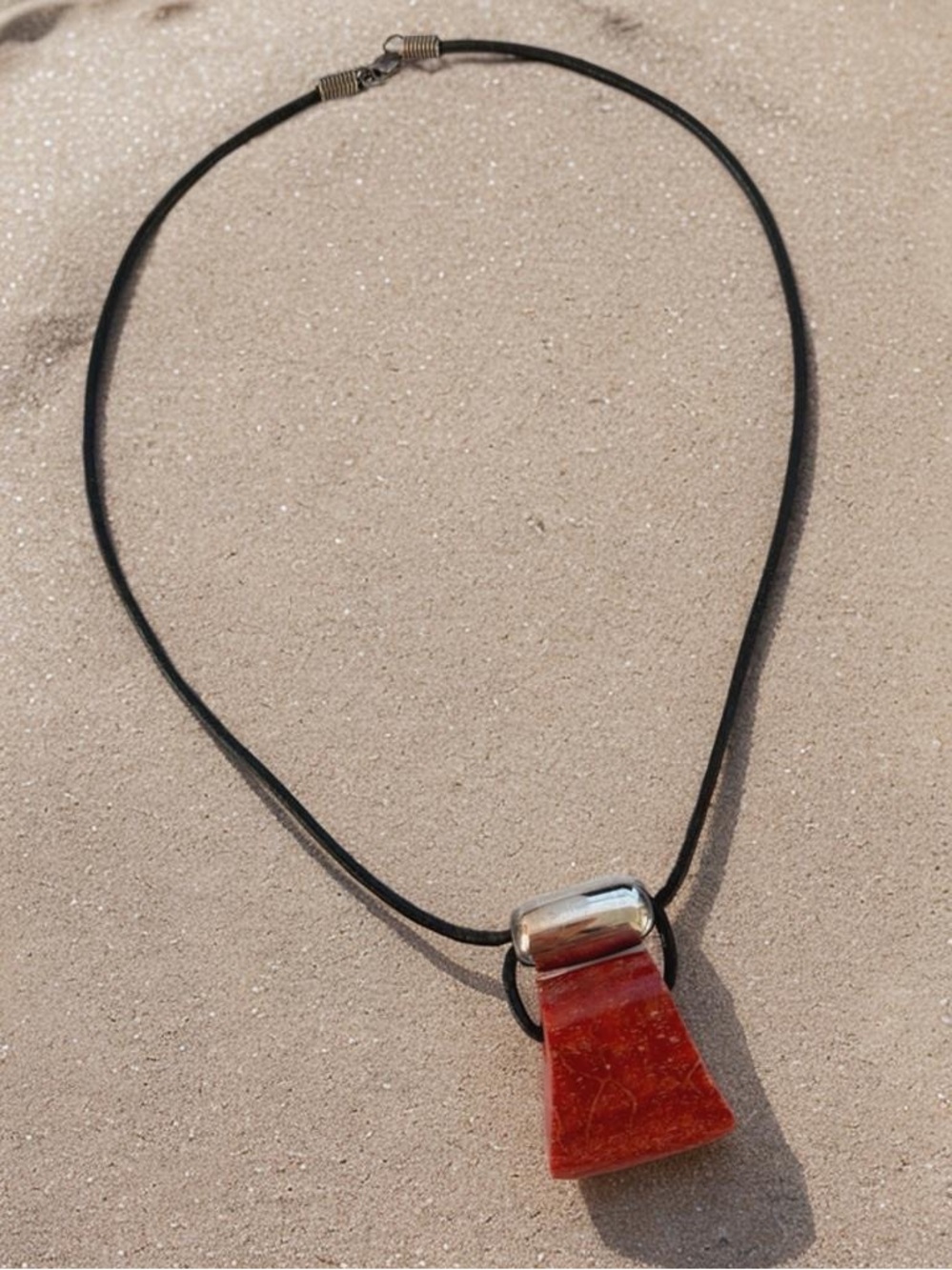 Silpada Sponge Coral Nugget on a Black Cord Necklace N0965
